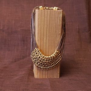 18" metal and leather necklace